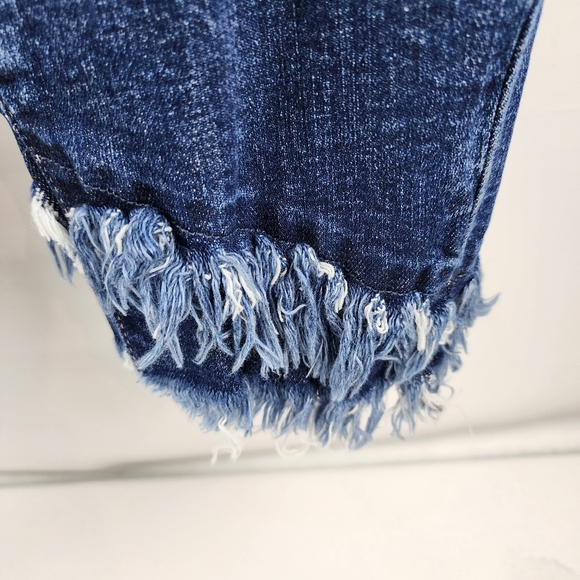 KanCan Jeans Womens 11/29 Mid Rise Fringe Ankle Skinny Distressed Blue (29x25) - Picture 9 of 12